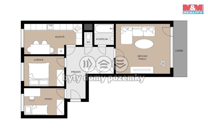 Pronájem, Byt 3+1, Praha