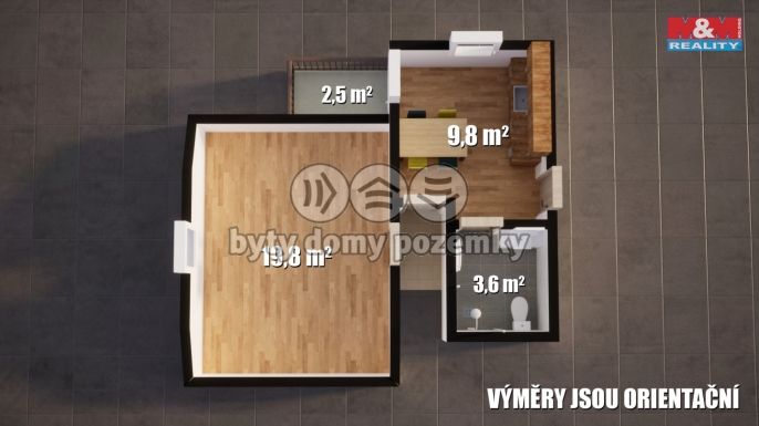 Pronájem, Byt 1+kk, Plazy