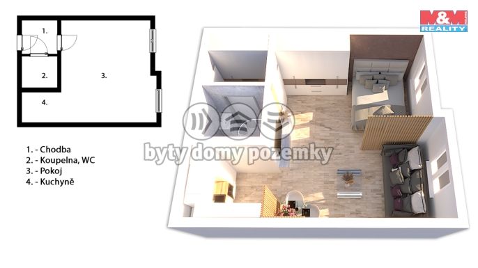 Prodej, Byt 1+kk, Praha