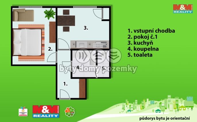 Pronájem, Byt 1+1, Ústí nad Orlicí