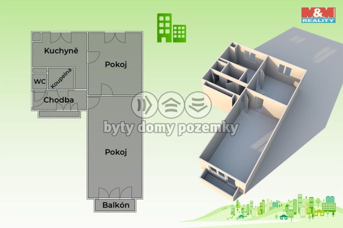 Pronájem, Byt 2+1, Valašské Meziříčí