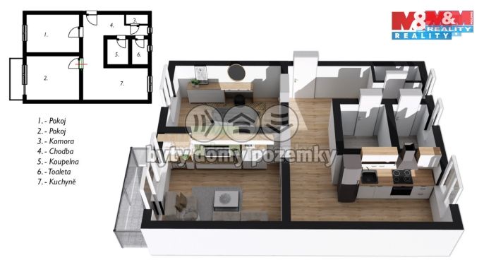 Pronájem, Byt 2+1, Olomouc