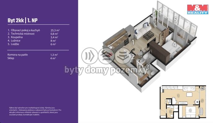 Pronájem, Byt 2+kk, Praha