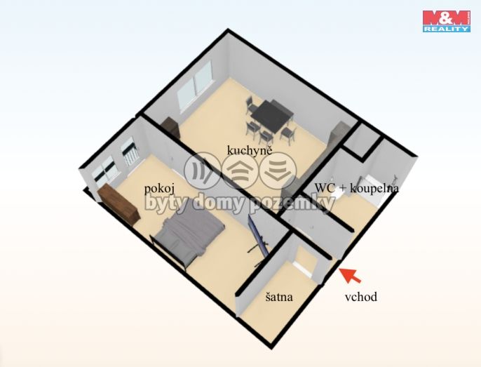 Pronájem, Byt 1+1, Kostelec nad Orlicí