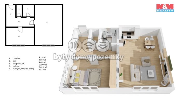 Prodej, Byt 2+kk, Nymburk