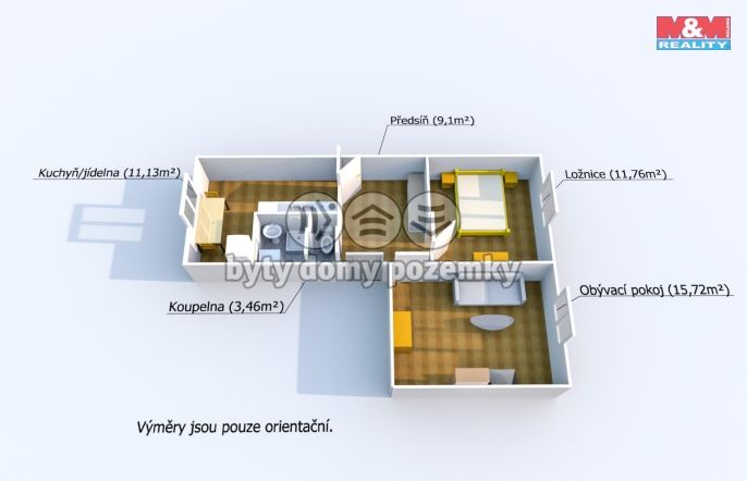 Pronájem, Byt 2+1, Přeštice