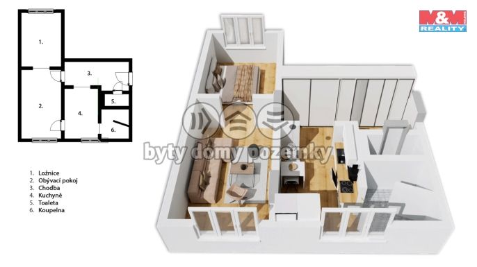 Prodej, Byt 2+1, Kuřim