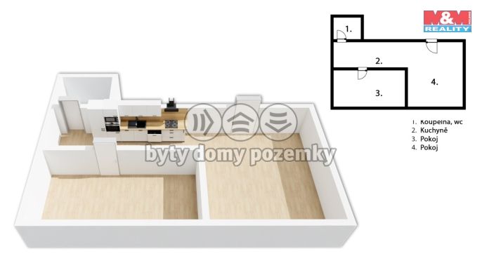 Pronájem, Byt 2+kk, Černá v Pošumaví