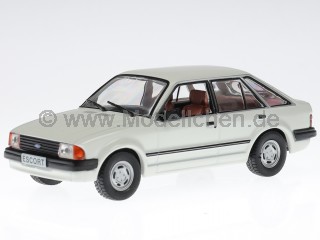 Ford Escort GL MK3 1982 weiss Modellauto D125 in Vitrine Hachette 1:43