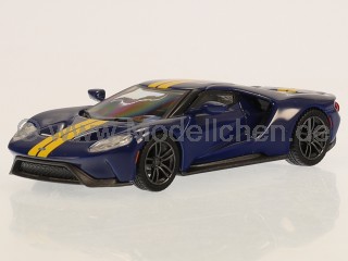 Ford GT 2020 blau mit gelben Streifen Modellauto 614-L Mini-GT 1:64