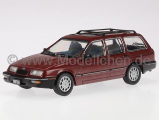 Ford Sierra Turnier Ghia 1988 rot met Modellauto in Vitrine Salvat 1:43