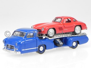Mercedes Renntransporter Blaues Wunder + 300 SL Modellauto 311002 Norev 1:64