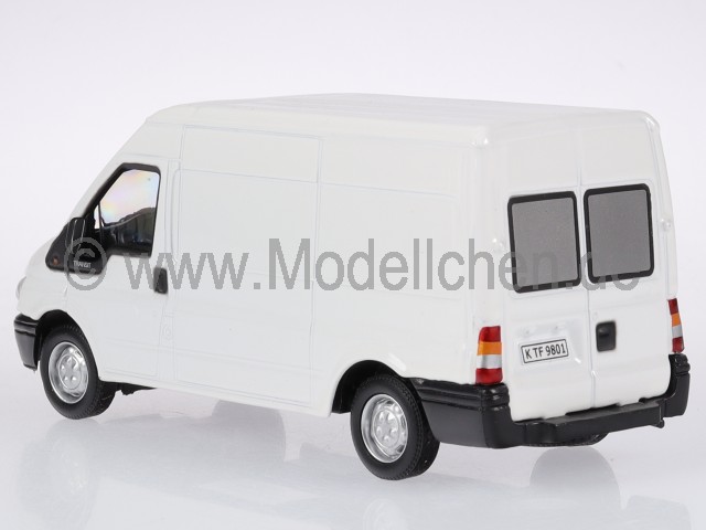 Ford Transit Kastenwagen Weiß Hochdach 1/43 Modellauto – Von Cararama, Ca. 12 Cm, Mit Vitrine & Drehbaren Rädern
