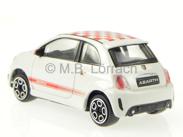 Fiat 500 Abarth 2008 white roof Karo red diecast model car 30199 Bburago 1//43