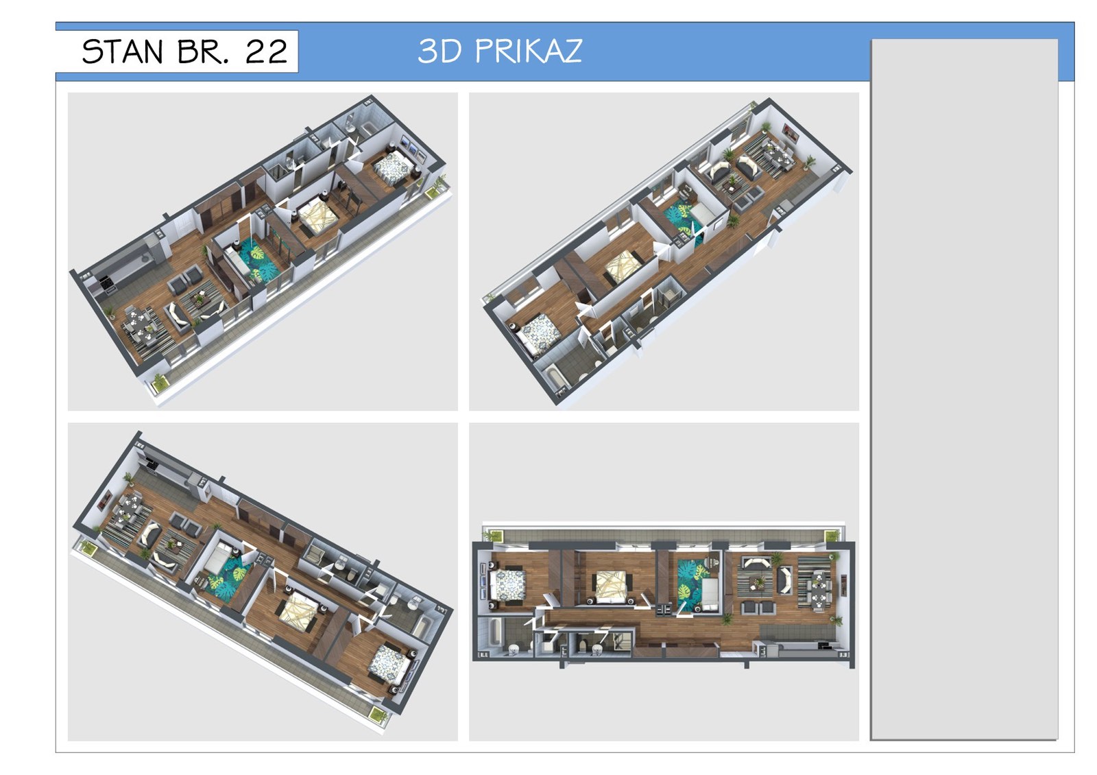 Vukov spomenik ulica Vojvode Bogdana 98m2 30m2 terasa 3