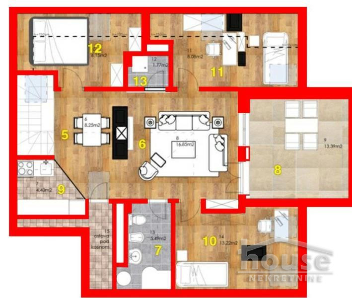 Stan,NOVI SAD,BULEVAR 80m2,190550€ , ID: 1057082 2