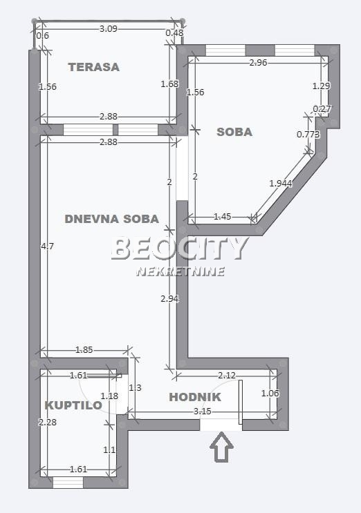 Dvosoban stan, 35 m2, Centar, Oblakovska ID: 100151 7