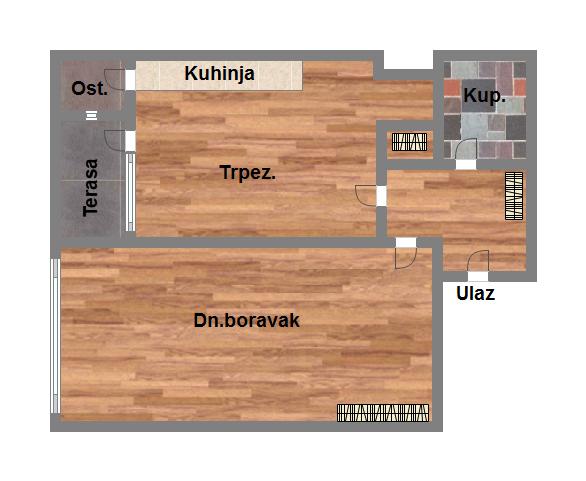 Kompletno renoviran  uknjižen jednosoban stan   može biti 1 5 5