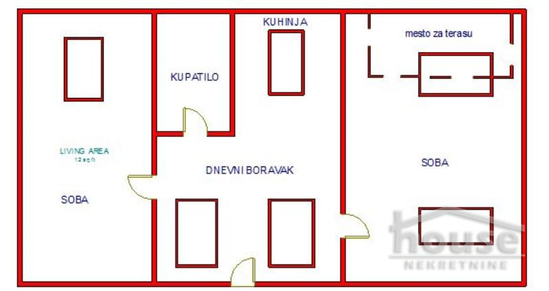 Stan,NOVI SAD,PETROVARADIN 44m2,87550€ , ID: 1038539 2