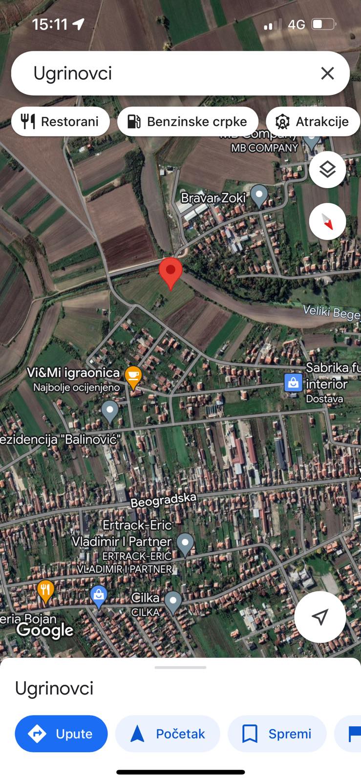 Na prodaju plac povrsine 64 ara  Ugrinovci 1