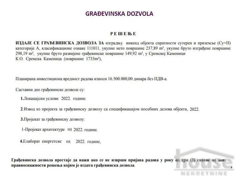 Plac,SREMSKA KAMENICA,POPOVICA1733m2,  170000€ , ID: 7081089 3