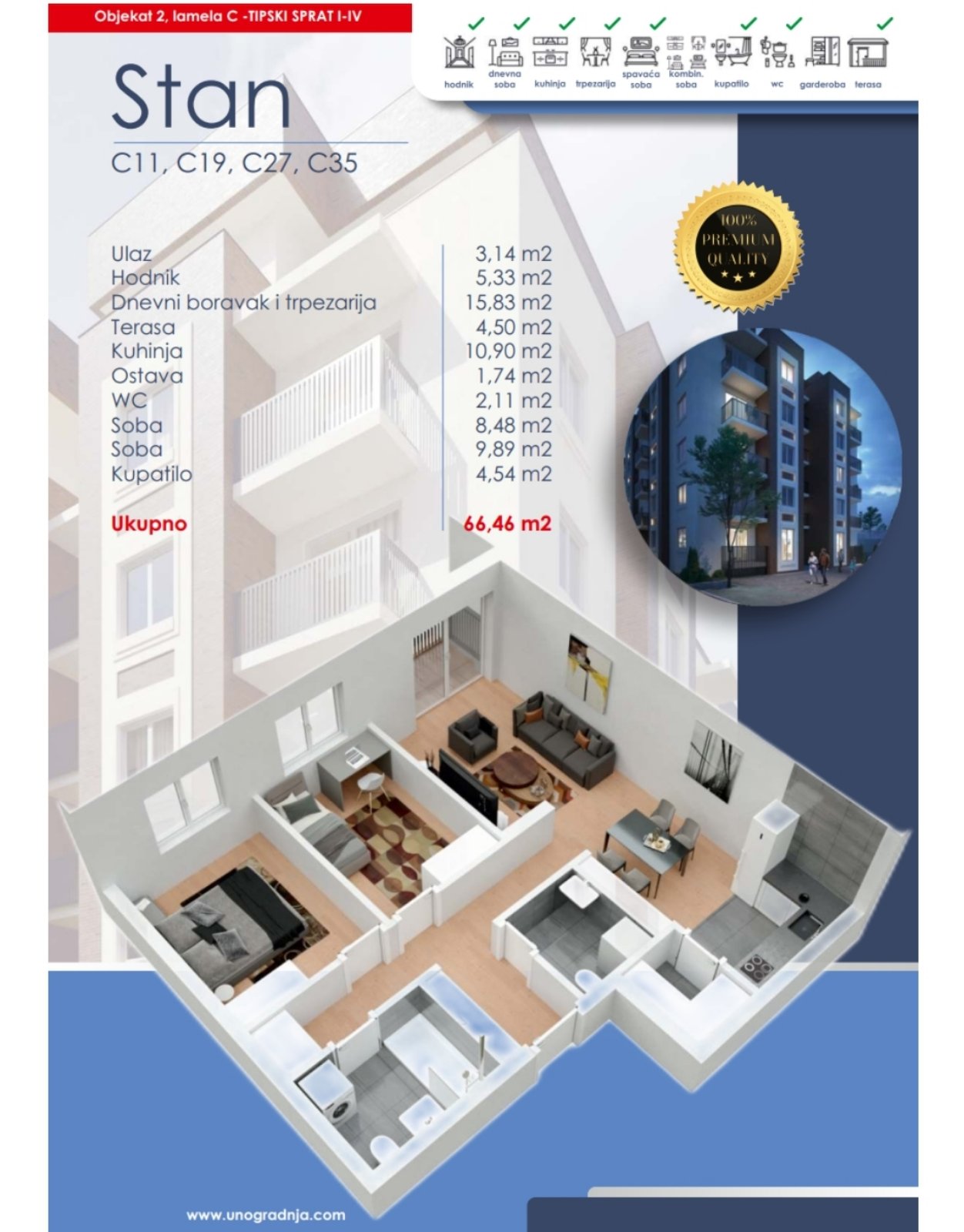 Stara Pazova dvosoban stan novogradnja 5