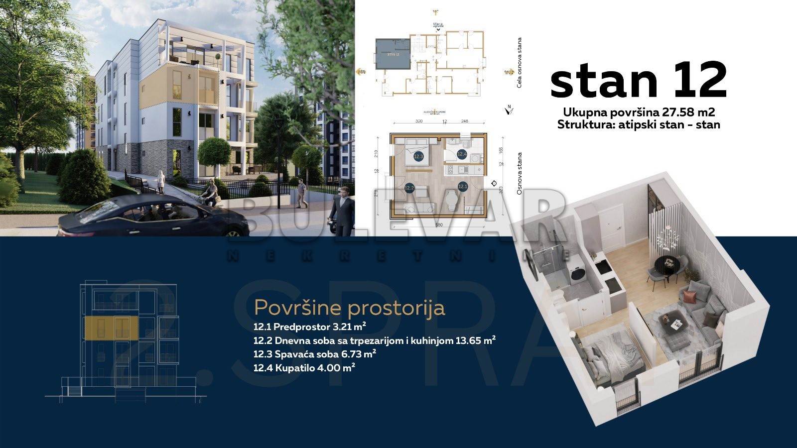 četvorosoban stan, 27.58 m2, Olimpijska ulica ID: p-08787 3