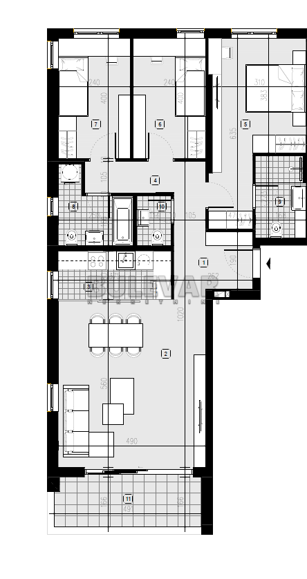 četvorosoban stan, 96.5 m2, Palilula, Rasadnik ID: p-08430 2