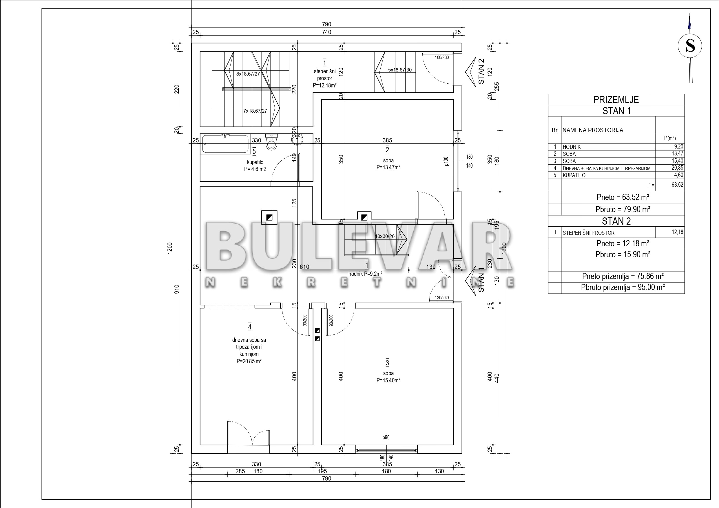 četvorosoban stan, 99 m2, Palilula, Stanoja Bunuševca ID: p-010207 18