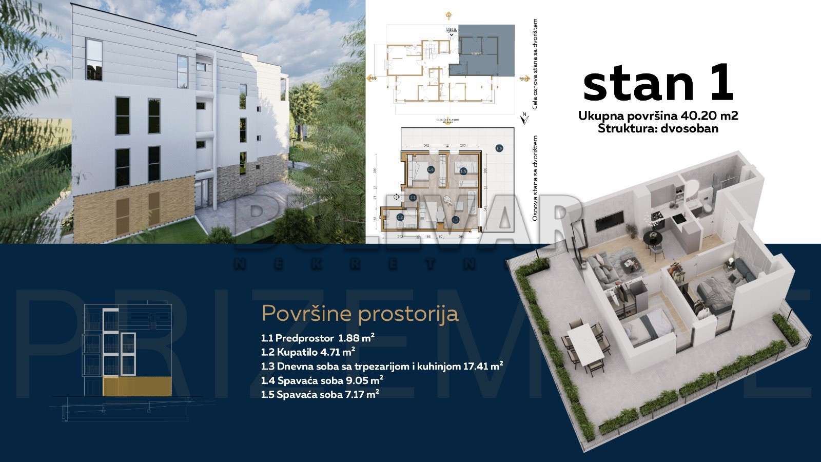 Dvosoban stan, 40.2 m2, Olimpijska ulica ID: p-08775 3