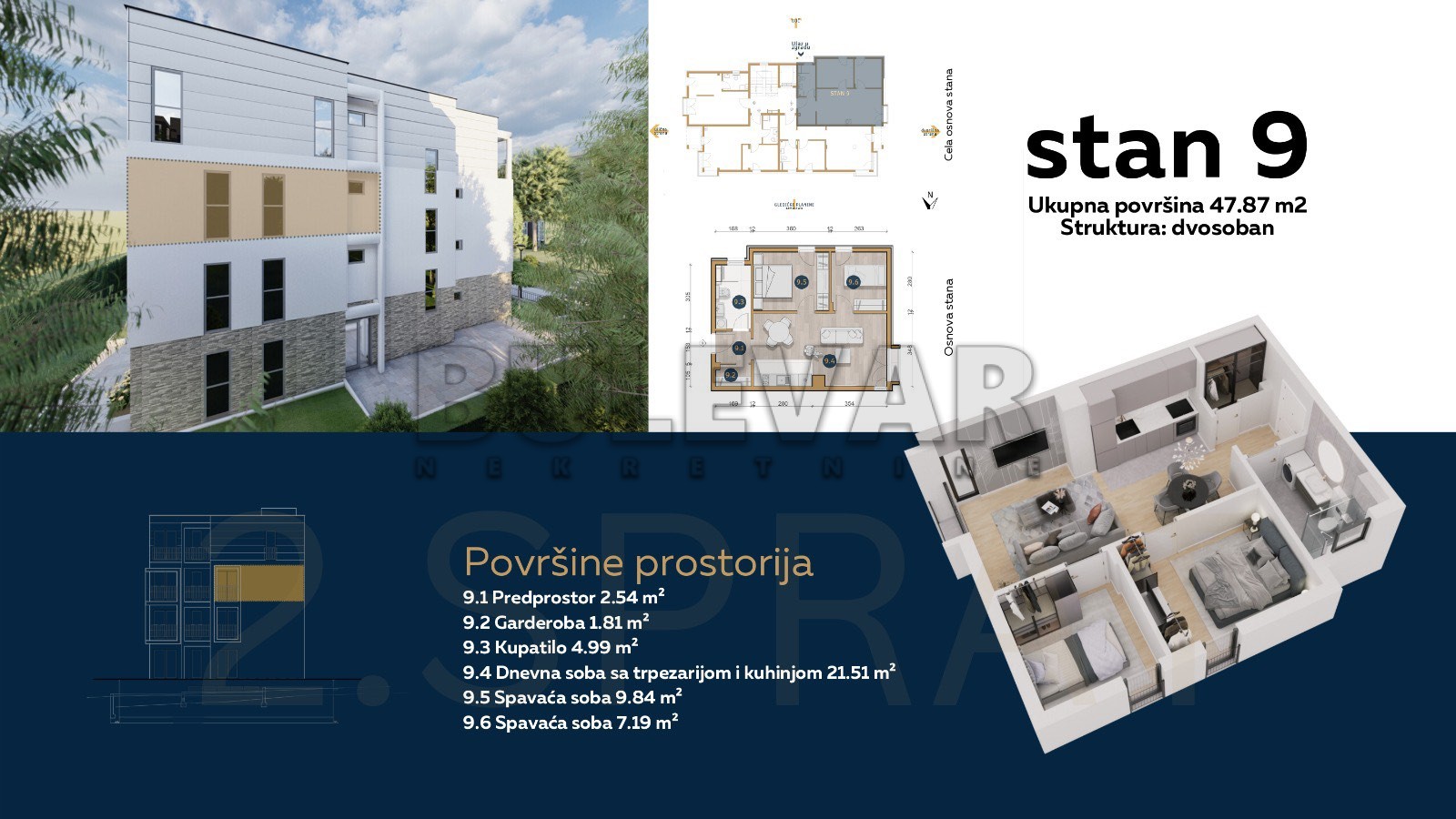 Dvosoban stan, 47.87 m2, Olimpijska ulica ID: p-08783 1