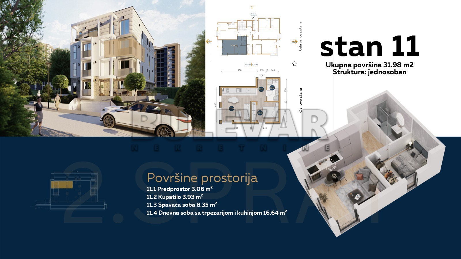 Jednosoban stan, 31.98 m2, Olimpijska ulica ID: p-08786 2