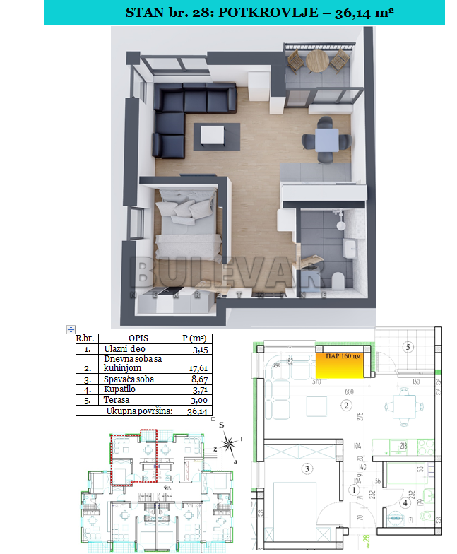 Jednosoban stan, 36.14 m2, Sokobanja ID: p-09530 6