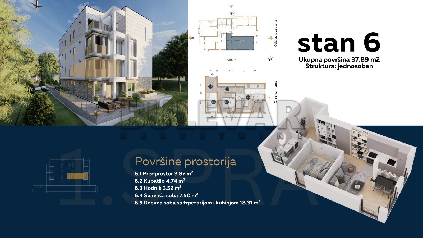 Jednosoban stan, 37.89 m2, Olimpijska ulica ID: p-08780 1