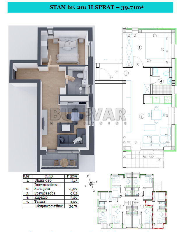 Jednosoban stan, 39.71 m2, Sokobanja ID: p-09533 3