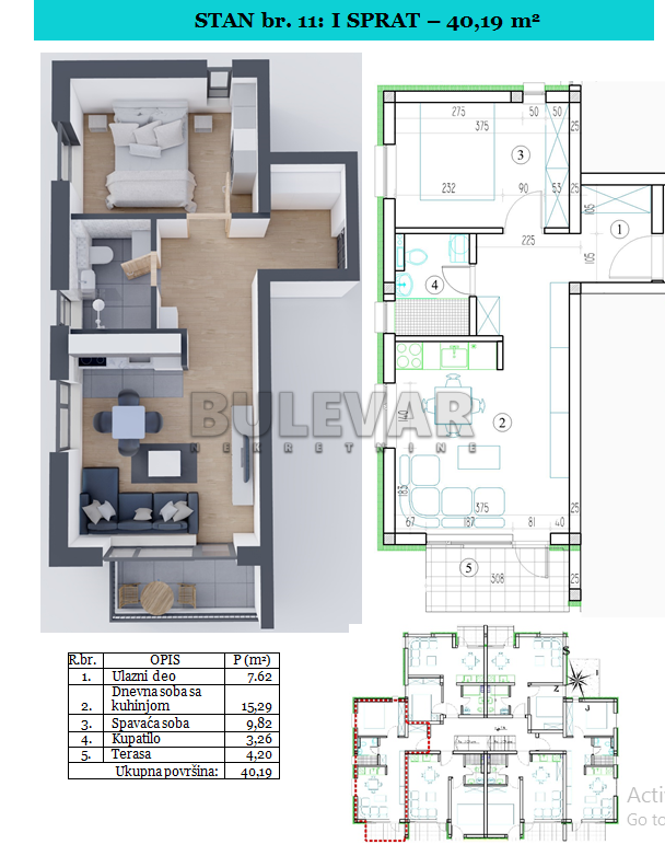 Jednosoban stan, 40.19 m2, Sokobanja ID: p-09532 3