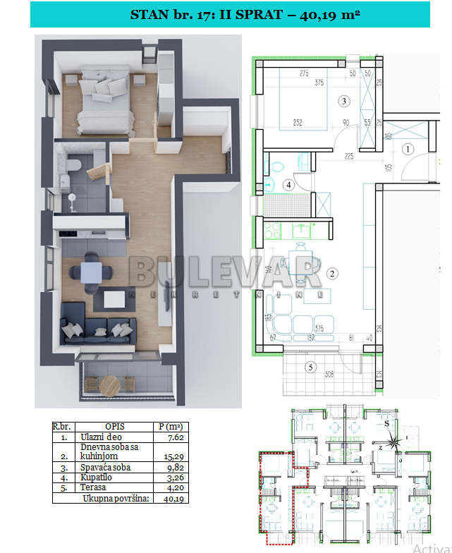 Jednosoban stan, 40.19 m2, Sokobanja ID: p-09532 4