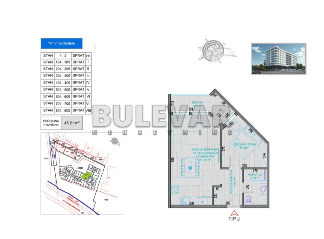 Jednosoban stan, 45.21 m2, Bulevar Nemanjića, Bulevar Nemanjića ID: p-010670 2