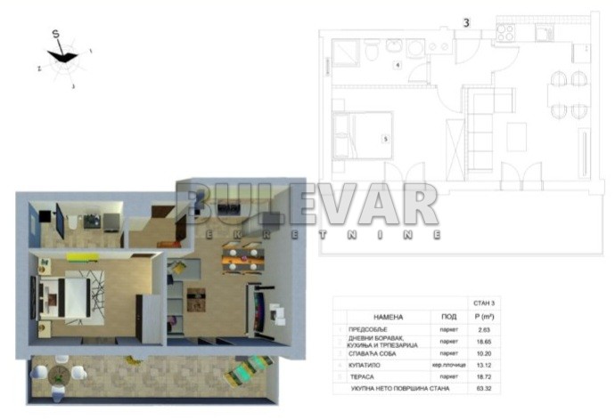 Jednosoban stan, 57 m2, Palilula, Njegoševa ID: p-010025 8