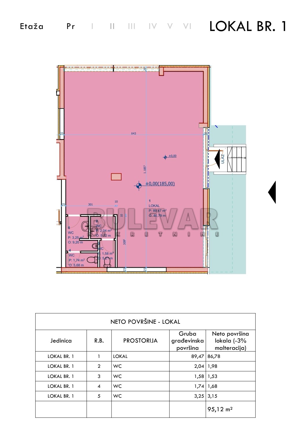 Lokal, 95.12 m2, Centar, Mihaila Iveše ID: p-05785 5