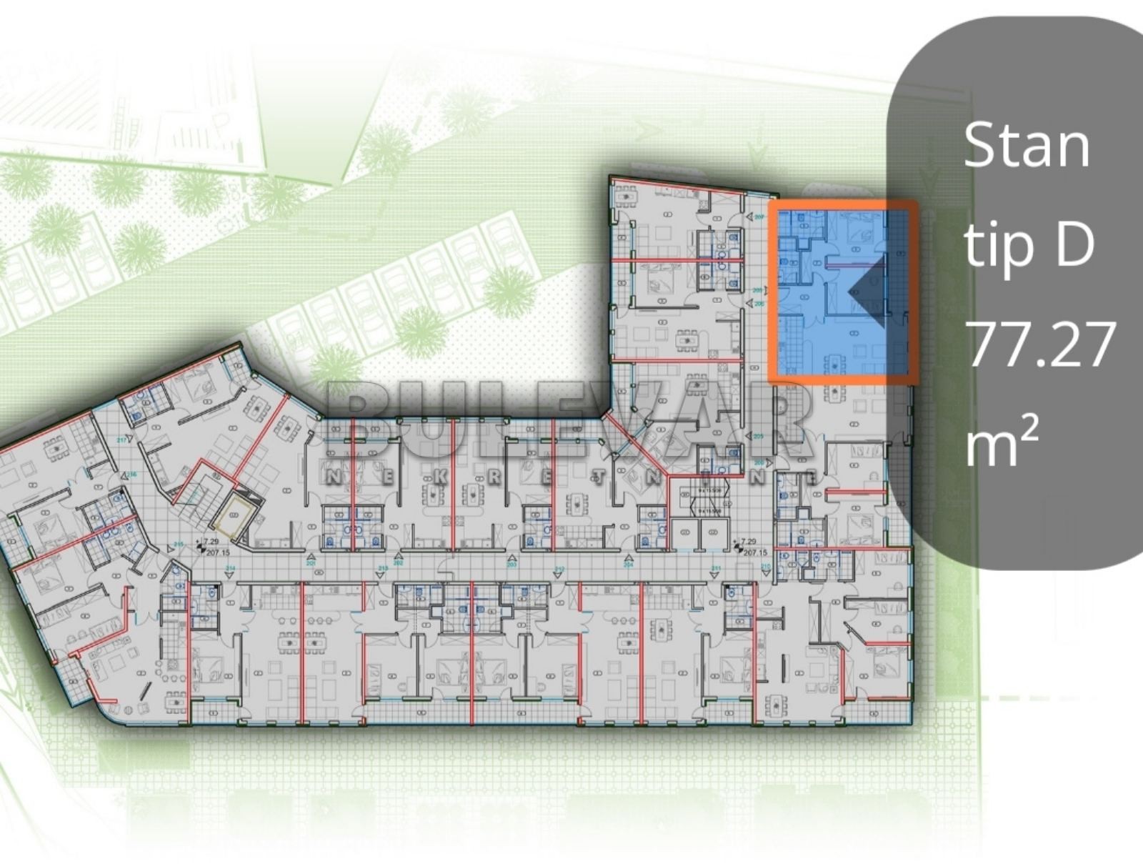 Trosoban stan, 77.27 m2, Bulevar Nemanjića, Bulevar Nemanjića ID: p-010664 3