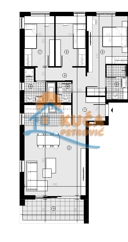 četvorosoban stan, 96.5 m2, Palilula, Rasadnik ID: p-08430 2