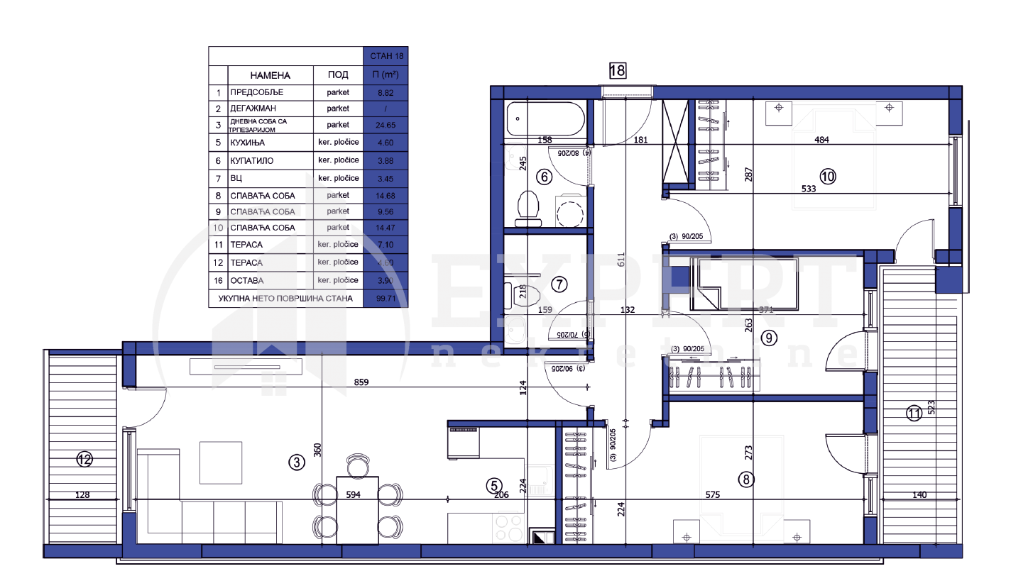 četvorosoban stan, 99.71 m2, Crveni Pevac, Bulevar dr Zorana ID: p-05724 5