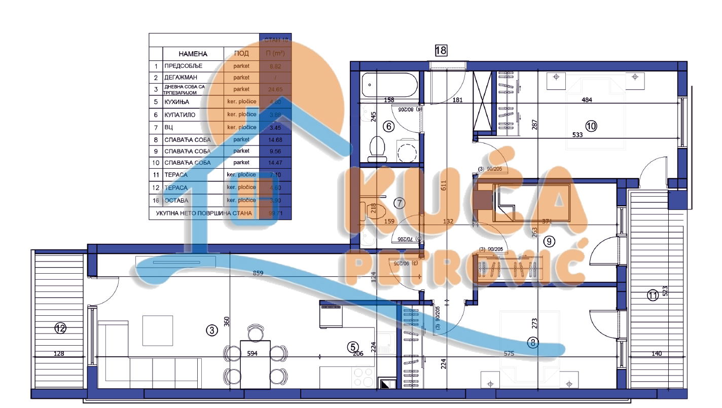 četvorosoban stan, 99.71 m2, Crveni Pevac, Bulevar dr Zorana ID: p-05724 5