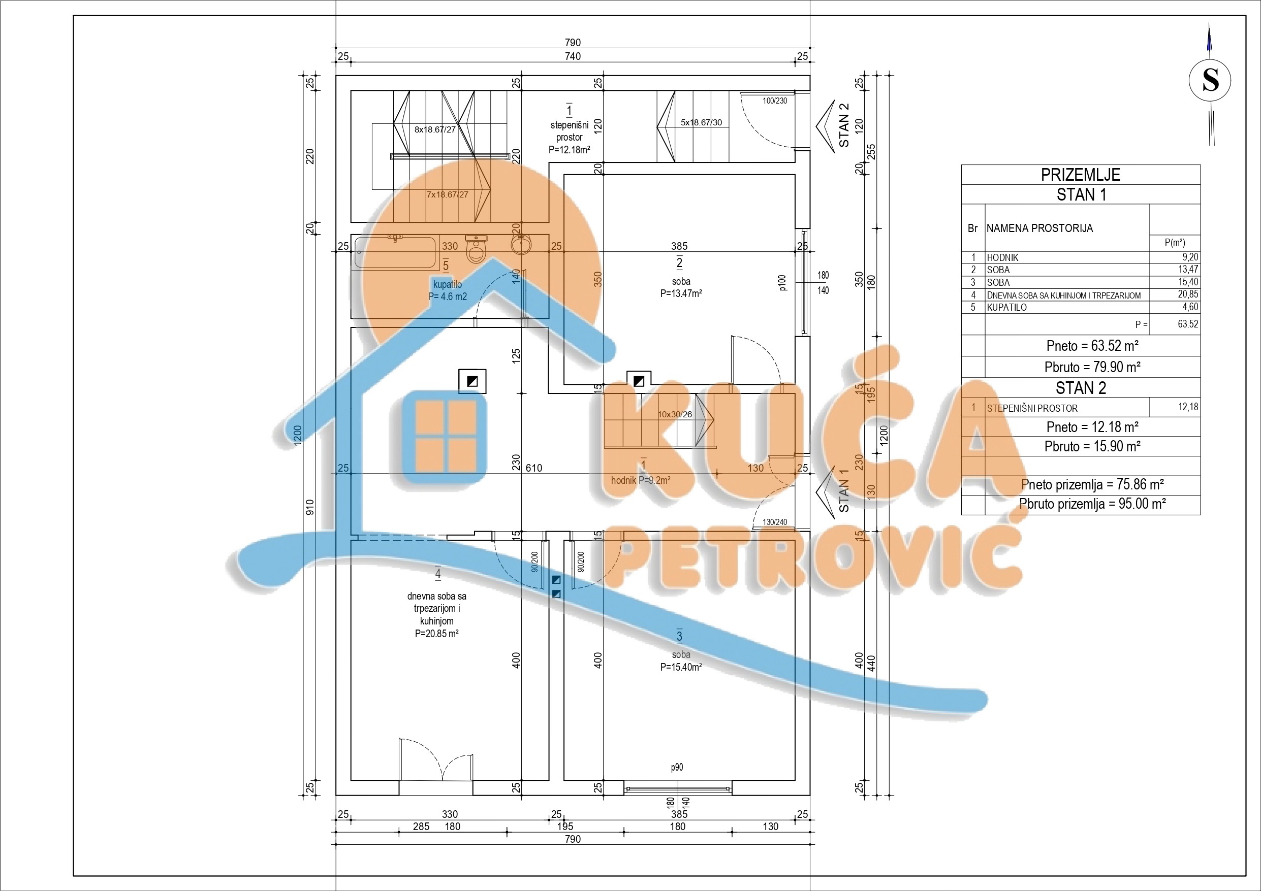 četvorosoban stan, 99 m2, Palilula, Stanoja Bunuševca ID: p-010207 18