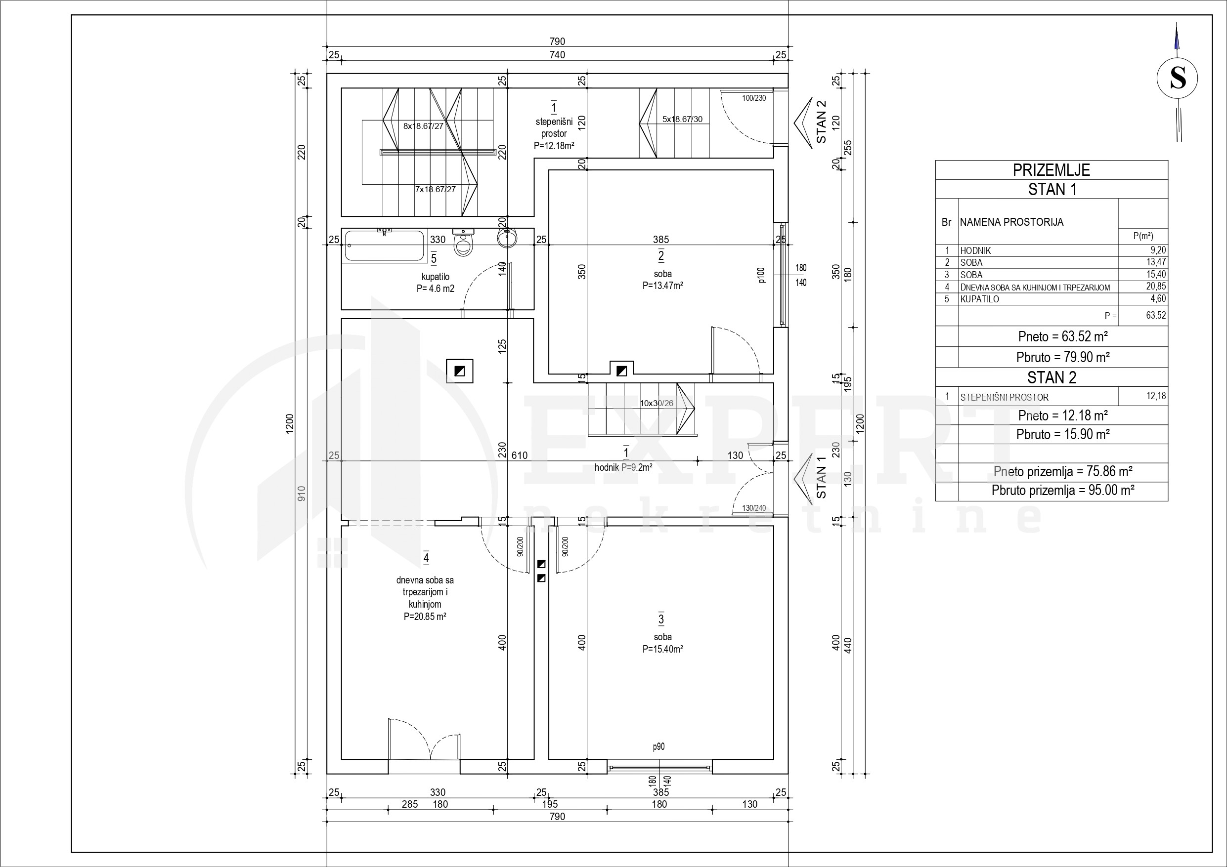 četvorosoban stan, 99 m2, Palilula, Stanoja Bunuševca ID: p-010207 18