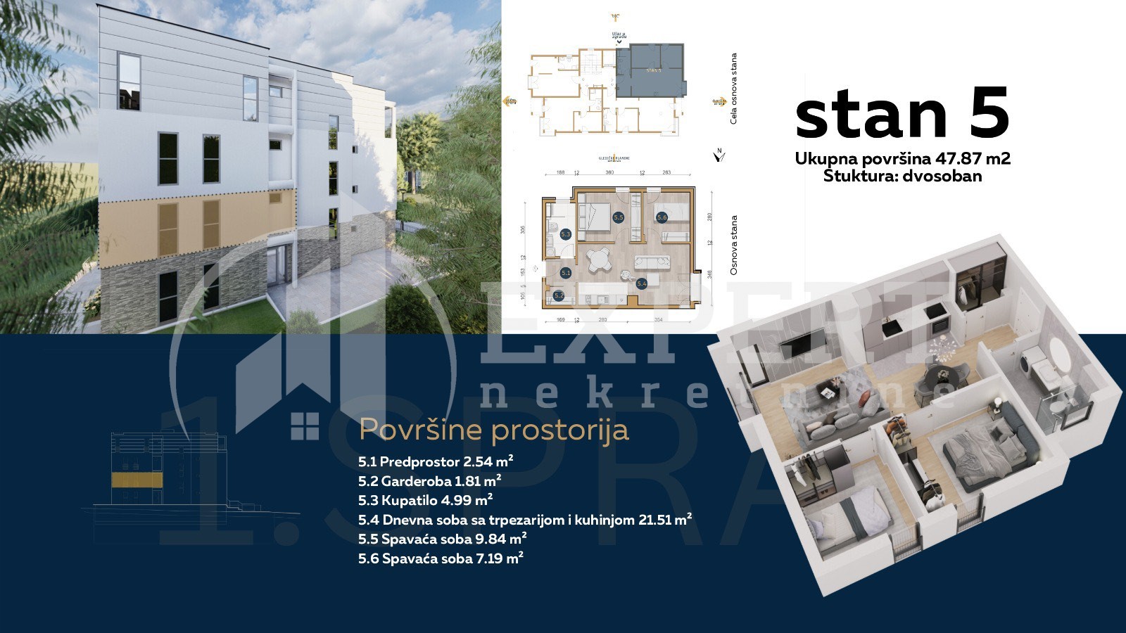 Dvosoban stan, 47.87 m2, Olimpijska ulica ID: p-08779 3