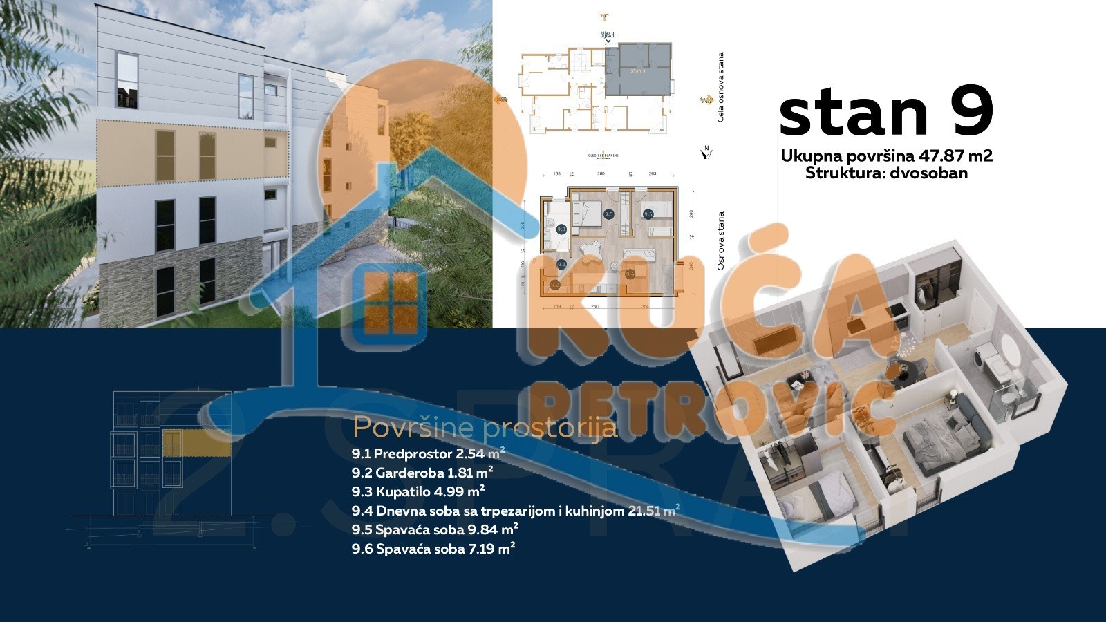 Dvosoban stan, 47.87 m2, Olimpijska ulica ID: p-08783 1