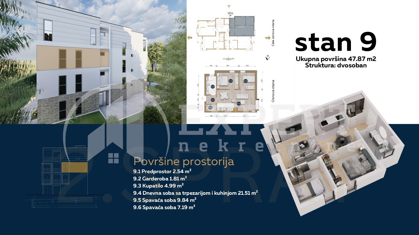 Dvosoban stan, 47.87 m2, Olimpijska ulica ID: p-08783 1