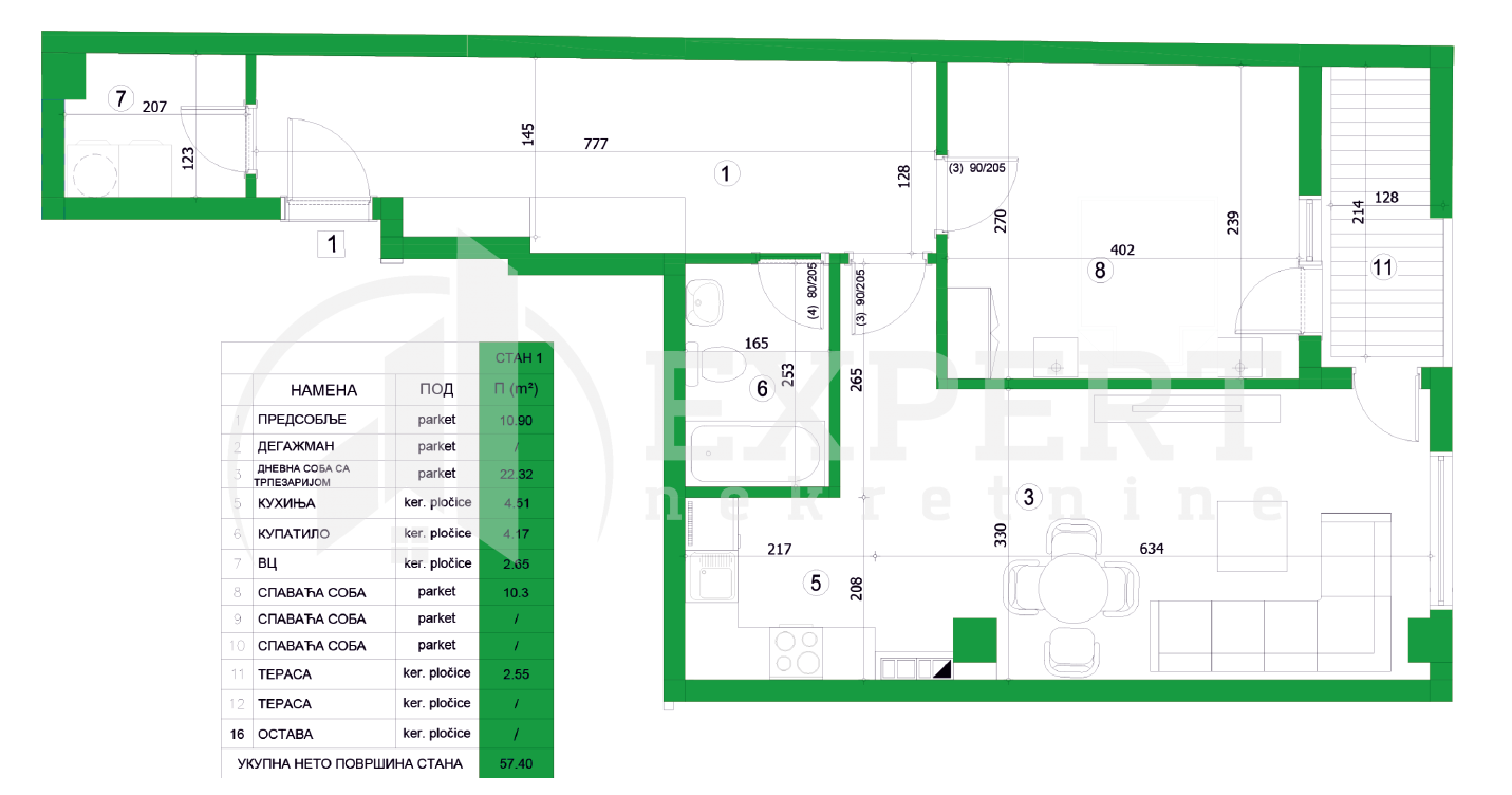 Dvosoban stan, 59 m2, Crveni Pevac, Bulevar dr Zorana ID: p-05725 5